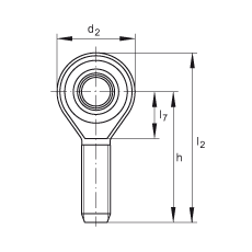 桿端軸承 GAKSR10-PS, 根據 DIN ISO 12 240-4 標準，特種鋼材料，帶右旋外螺紋，免維護