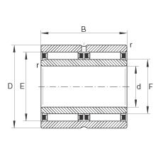 滾針軸承 NAO25X42X32-ZW-ASR1, 無擋邊，雙列