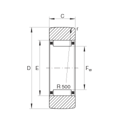 支撐型滾輪 RSTO25, 無軸向引導(dǎo)，外圈無擋邊