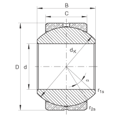 關節軸承 GE16-PB, 根據 DIN ISO 12 240-1 標準，尺寸系列 K，需維護