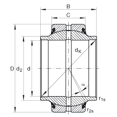 關節軸承 GE30-HO-2RS, 根據 DIN ISO 12 240-1 標準, 需維護，兩側唇密封