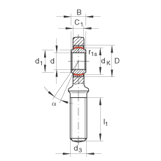 桿端軸承 GAR80-UK-2RS, 根據 DIN ISO 12 240-4 標準，帶右旋外螺紋，免維護，兩側唇密封