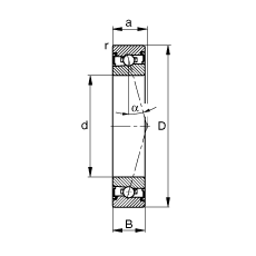 主軸軸承 HSS7006-C-T-P4S, 調(diào)節(jié)，成對(duì)安裝，接觸角 α = 15°，兩側(cè)唇密封，非接觸，加嚴(yán)公差