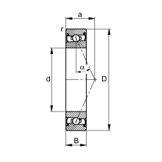 主軸軸承 HSS7006-E-T-P4S, 調節，成對安裝，接觸角 α = 25°，兩側唇密封，非接觸，限制公差