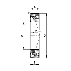 主軸軸承 HCS71907-C-T-P4S, 調節，成對安裝，接觸角 α = 15°，兩側唇密封，非接觸，限制公差