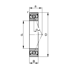 主軸軸承 HCS71919-E-T-P4S, 調節，成對或單元安裝，接觸角 α = 25°，兩側唇密封，非接觸，限制公差