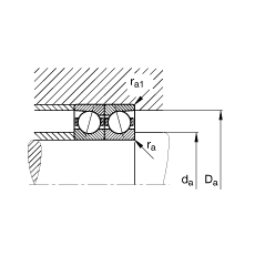 主軸軸承 B7038-E-T-P4S, 調(diào)節(jié)，成對或單元安裝，接觸角 α = 25°，限制公差