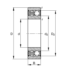 自調(diào)心球軸承 2213-2RS-TVH, 根據(jù) DIN 630 標(biāo)準(zhǔn)的主要尺寸, 兩側(cè)唇密封