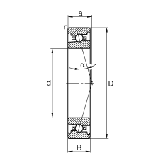 主軸軸承 HS71924-C-T-P4S, 調節，成對安裝，接觸角 α = 15°，限制公差