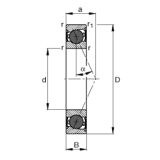 主軸軸承 HCB71914-E-2RSD-T-P4S, 調節，成對或單元安裝，接觸角 α = 25°，陶瓷球，兩側唇密封，非接觸，限制公差