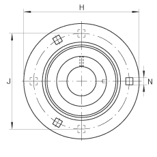 軸承座單元 RAY60, 帶三個/四個螺栓孔的法蘭的軸承座單元，鋼板， 內(nèi)圈帶平頭螺釘， P型密封