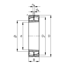 調(diào)心滾子軸承 23232-E1A-K-M, 根據(jù) DIN 635-2 標(biāo)準(zhǔn)的主要尺寸, 錐孔，錐度 1:12